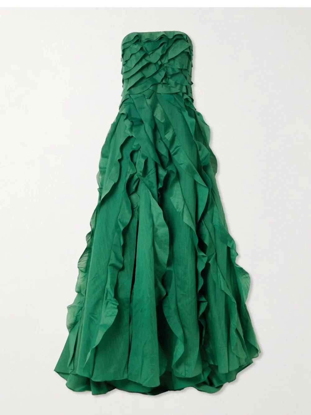 Aje Green Ruffled Strapless Evening Gown - Picture 1 of 5